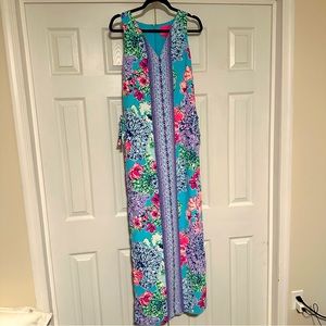 Lilly Pulitzer DONNA MAXI ROMPER Special Delivery Blue Purple Pink